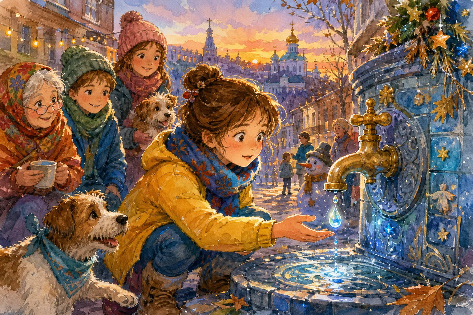 Марійка організовує «Кран, що рахував краплі» як реальну спільну справу: діти збирають проблеми, розподіляють їх за складністю й… — ілюстрація до казки «Кран, що рахував краплі»