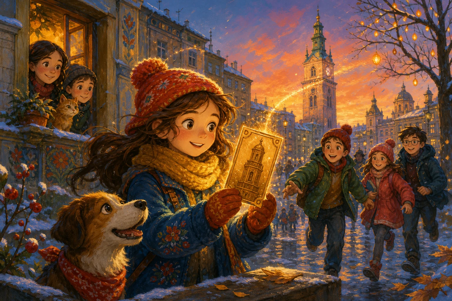 Бібліотекарка пані Ганна запропонувала розділити роботу на три маленькі випробування — ілюстрація до казки «Квиток до університетської вежі»