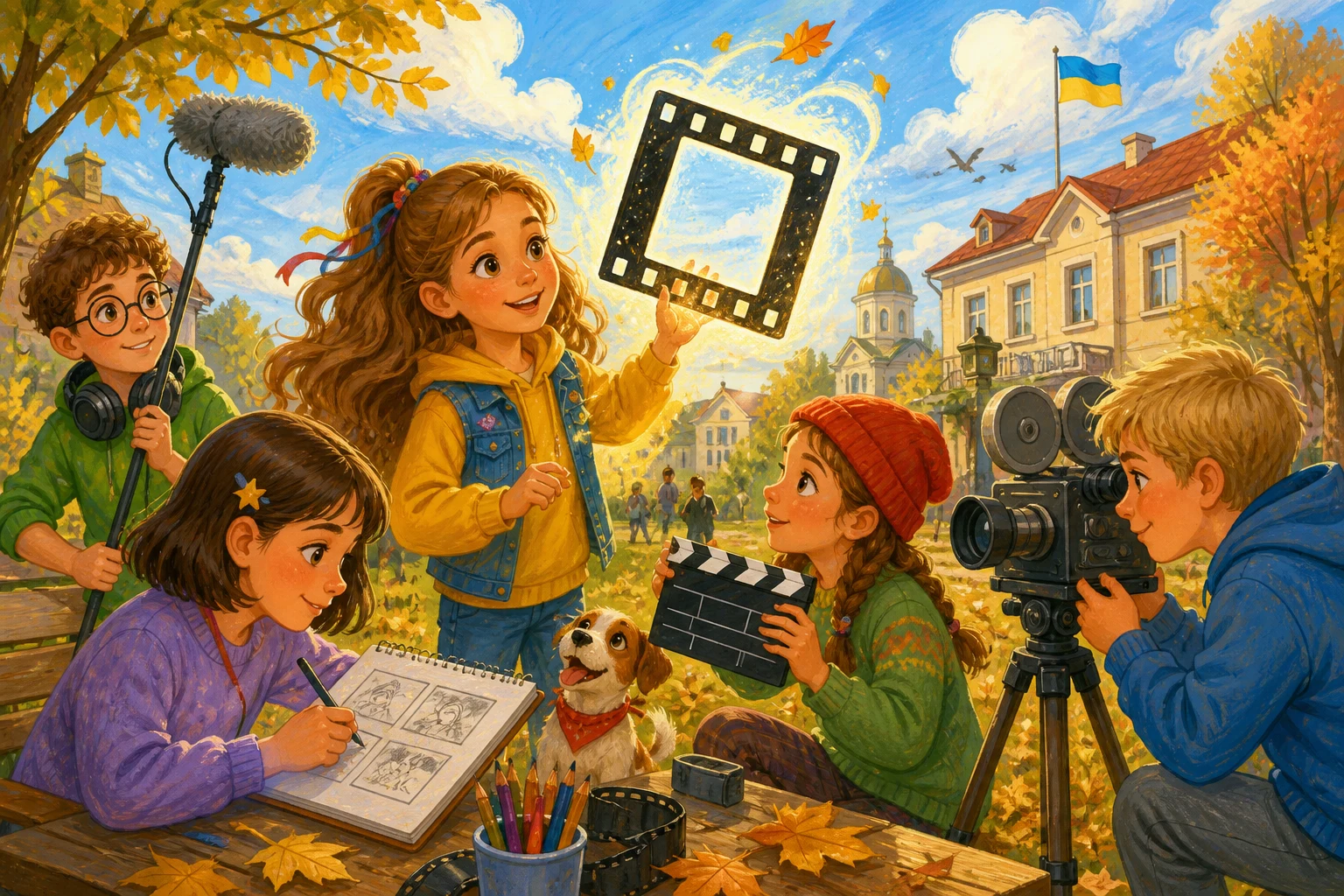 Перший план для справи «Загублений кадр» довелося закреслити: загублений кадр містив єдину появу сором’язливого актора. Розв’язка не впала… — ілюстрація до казки «Загублений кадр»